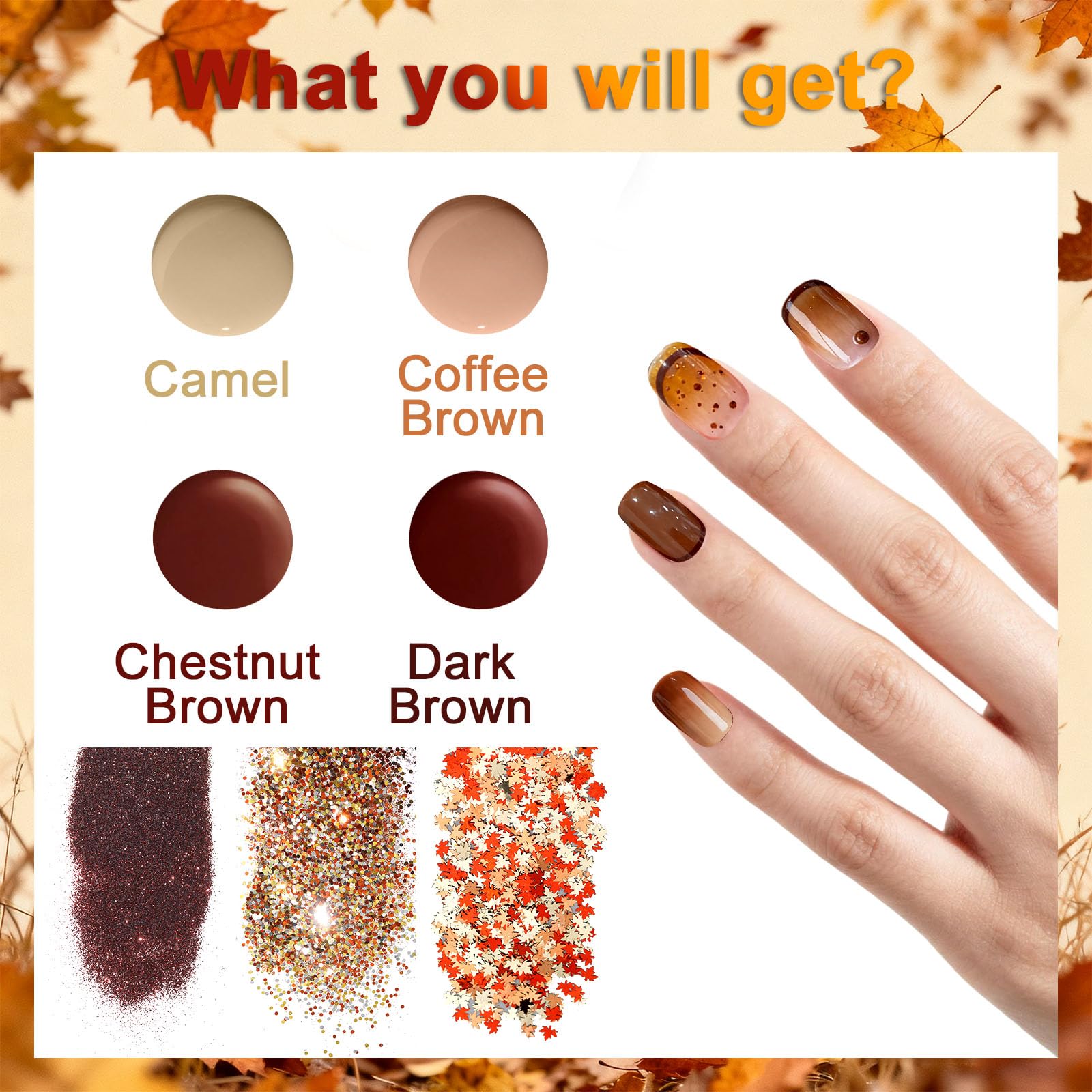 Allstarry maple leaf glitters pack adds sparkle for elegant fall nail art accents