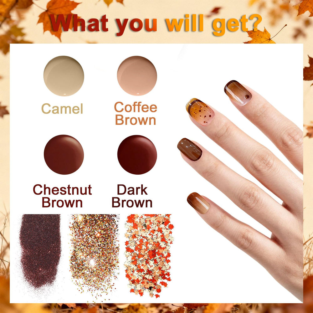 Allstarry maple leaf glitters pack adds sparkle for elegant fall nail art accents