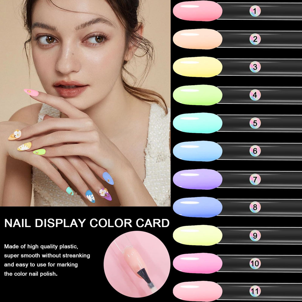 Allstarry swatch sticks show rings and numbers for efficient nail art practice