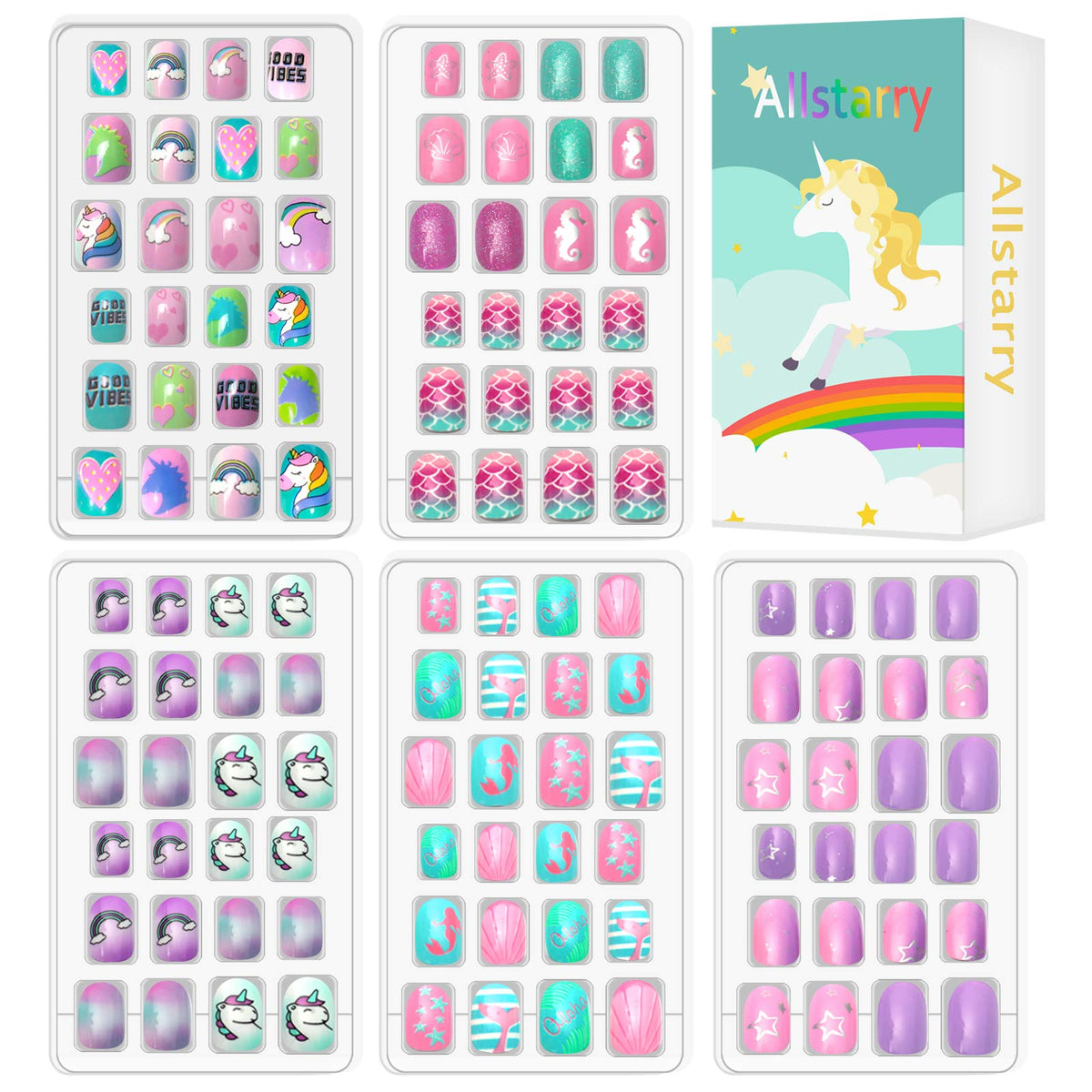Allstarry pre-glue nails for kids enable quick, mess-free application at home.
