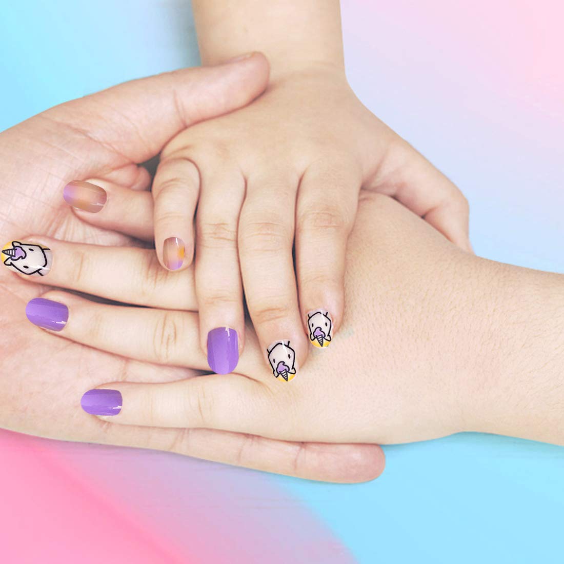 Allstarry pre-glue nails enable easy at-home application for kids and parents.