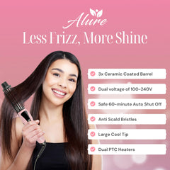 Alure 1-inch ceramic-barrel focuses heat for glossy, even curls.