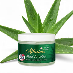 Allurials Aloe Vera Gel 12oz jar provides daily skin hydration with a light, refreshing feel.