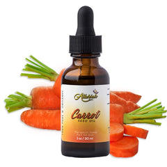 Allurials carrot seed oil bottle ready for skincare and hair care.
