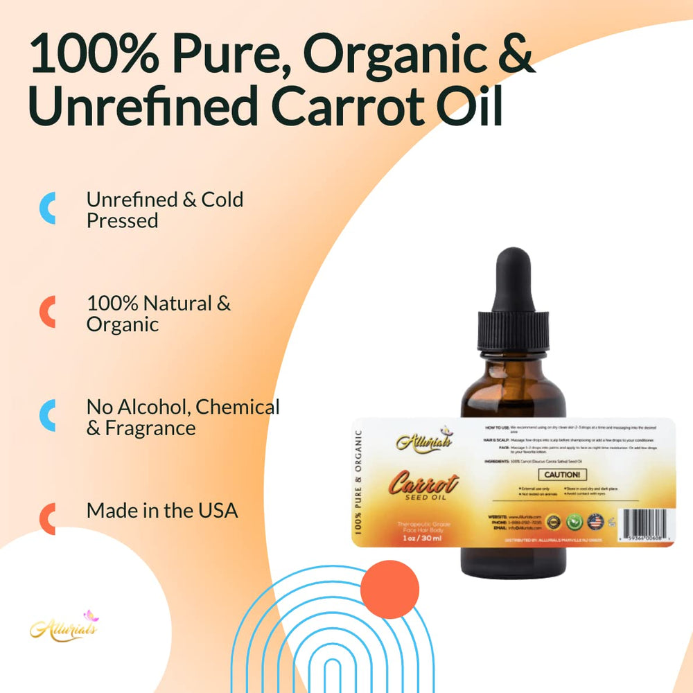 Allurials carrot seed oil hair soften and shine after use.
