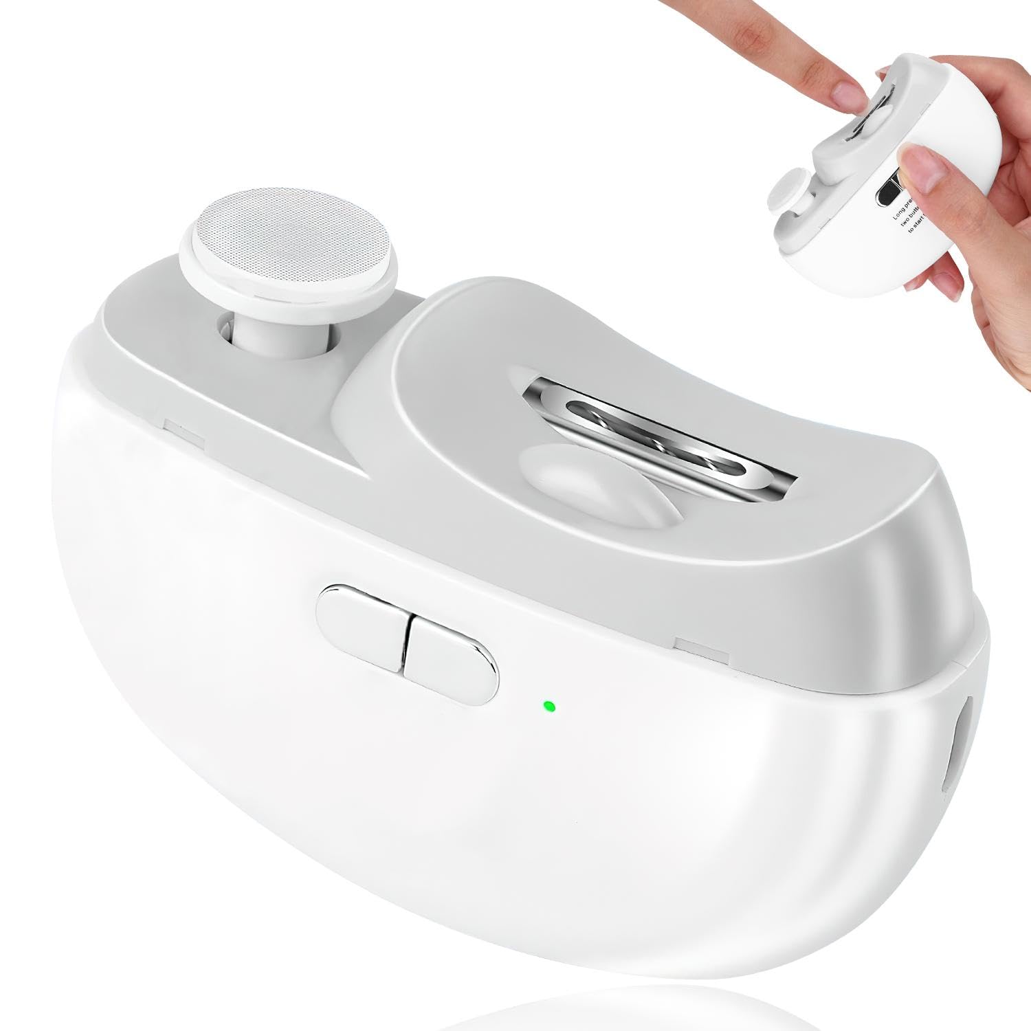 Allyplay 2025 electric nail clipper front view demonstrates precise trimming.