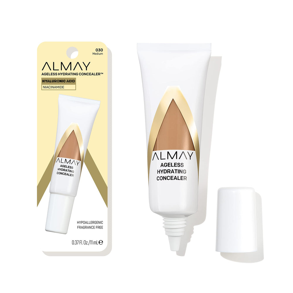 Almay Anti-Aging Concealer tube front shows lightweight coverage for a natural glow.