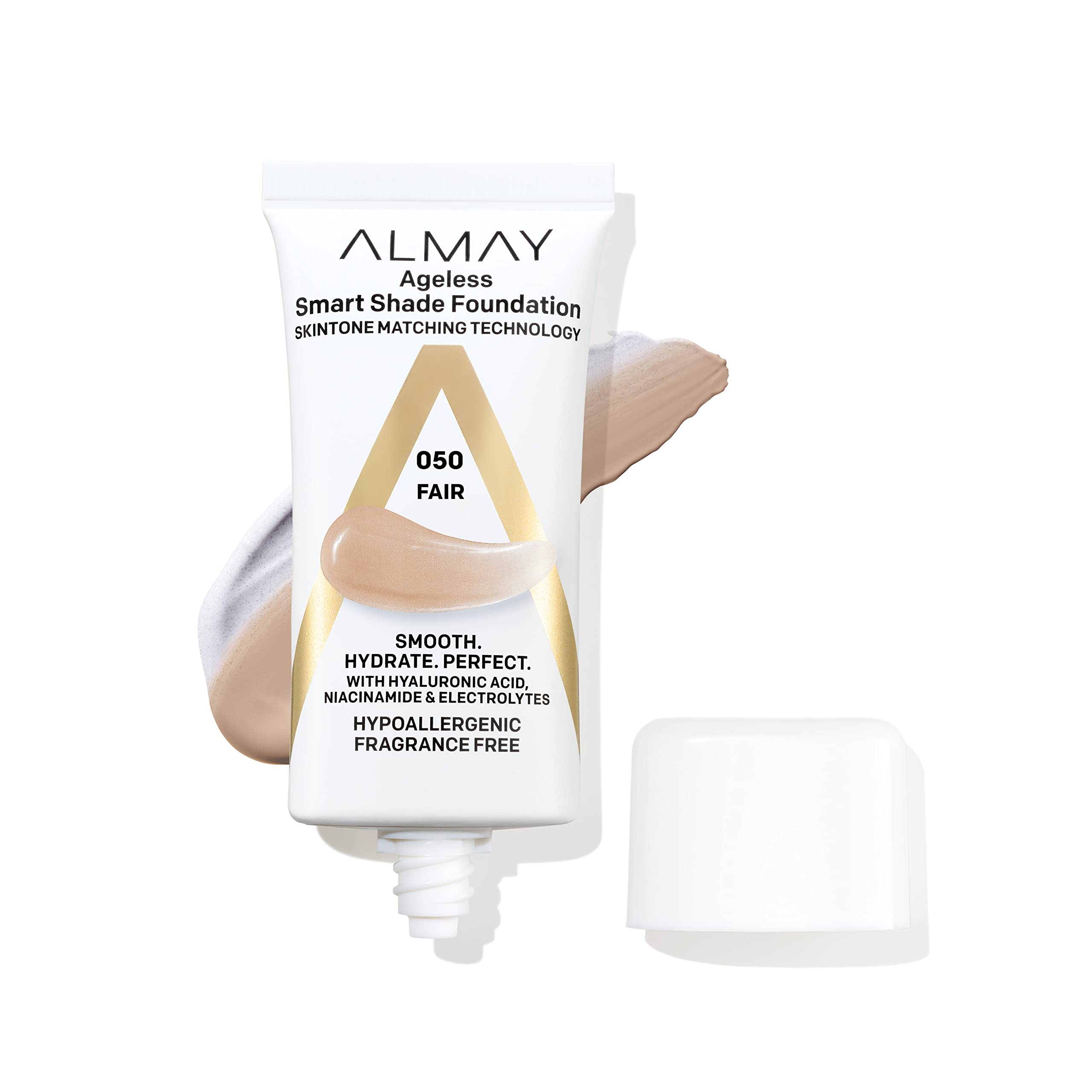 Almay Anti-Aging Foundation shade morph pump demonstrates easy shade matching