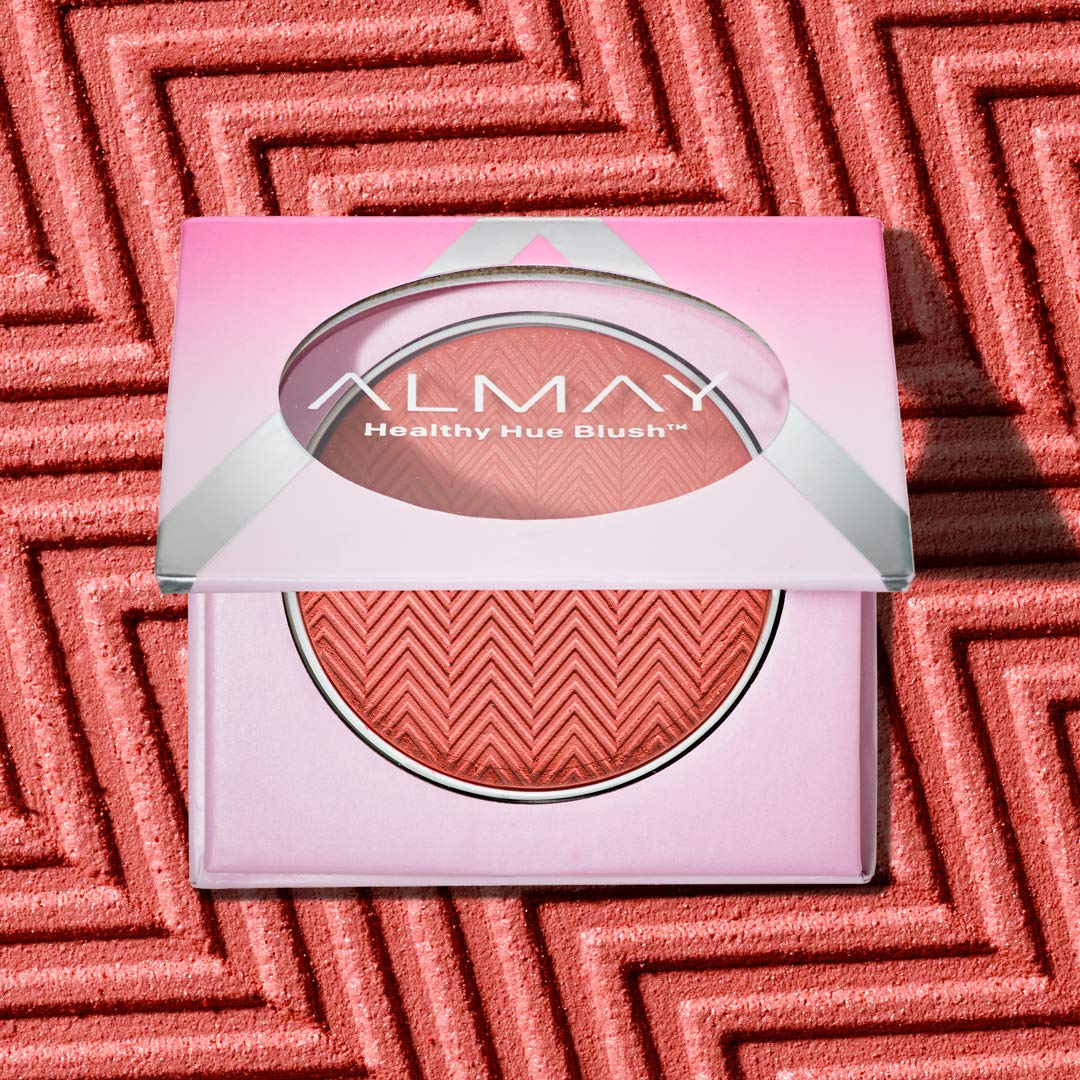 Almay Healthy Hue blush 200 So Peachy cheek swatch reveals buildable color.