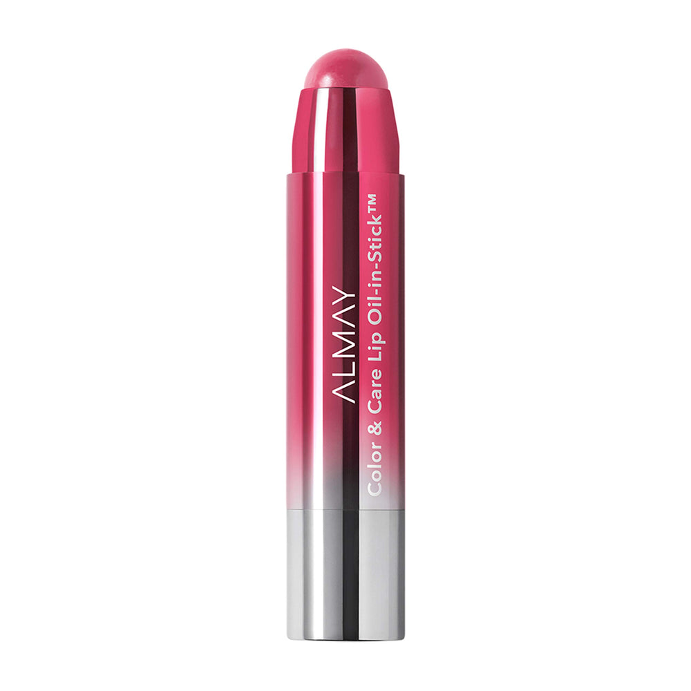 Almay lip oil swatch Cake Walk 140 delivers a sheer color with non-sticky shine.