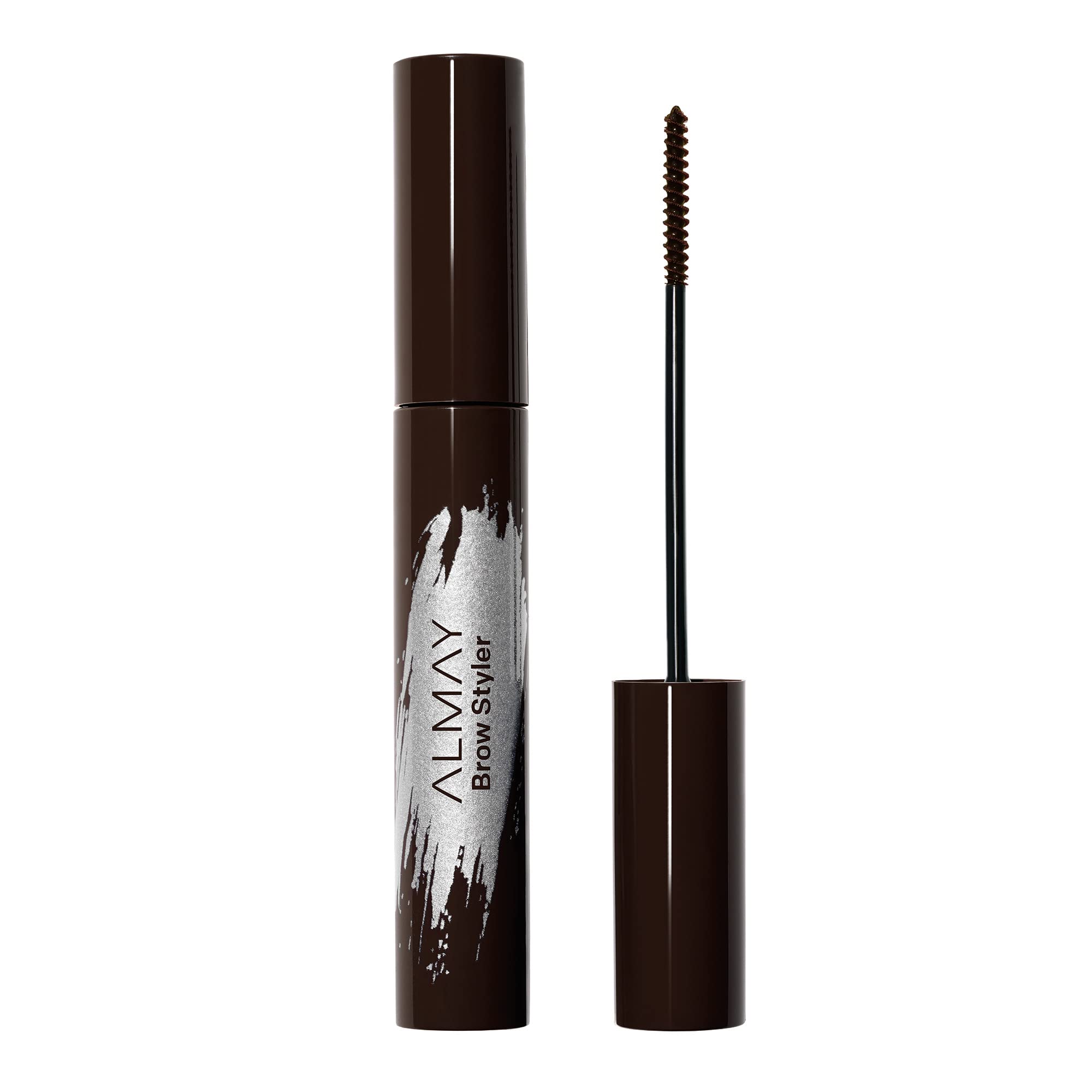 Almay Eyebrow Styler dark brown tube showcased for natural definition.