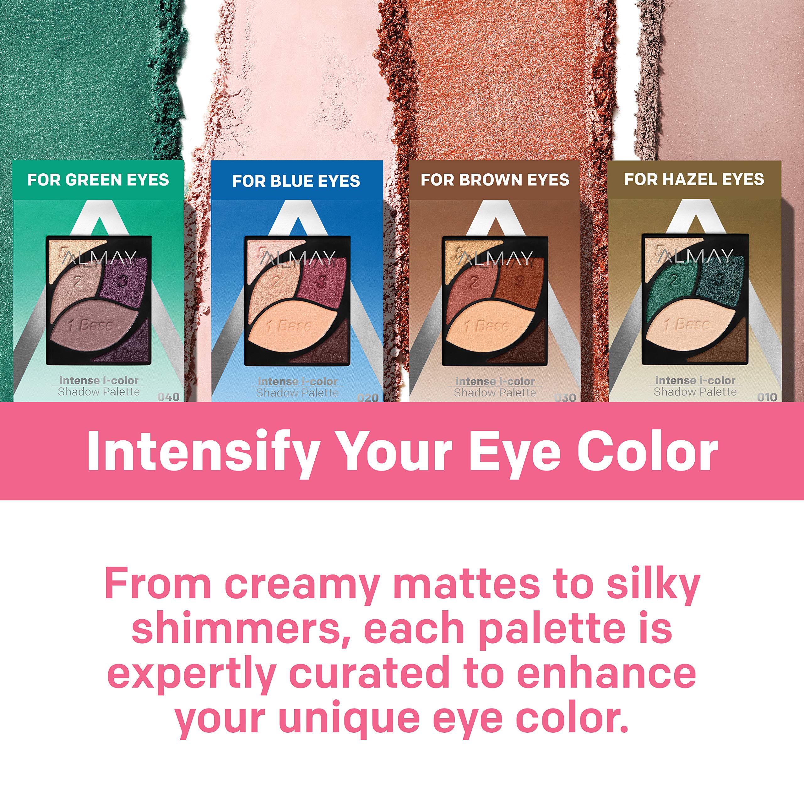 Almay Cream Shadows in palette provide rich color with crease-free comfort.