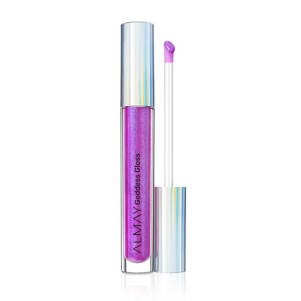 Almay Goddess Gloss Rainbow swatch on arm demonstrates iridescent, layerable finish