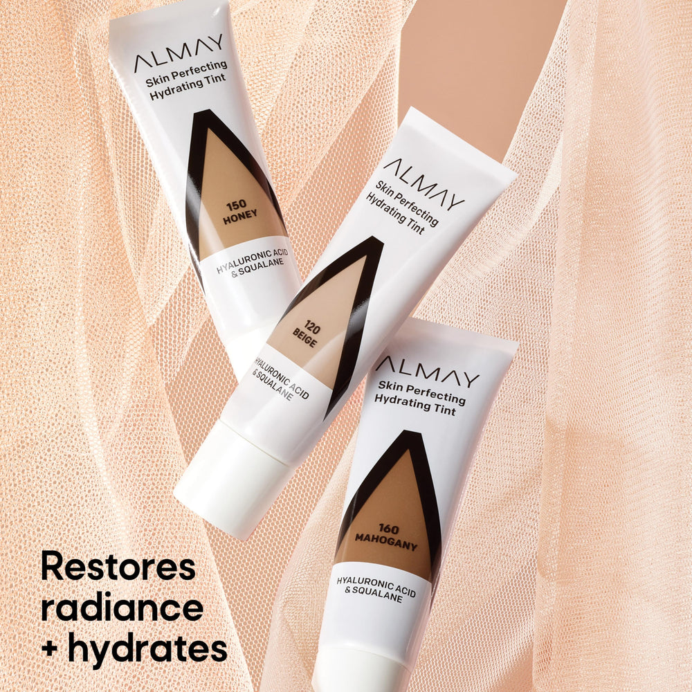 Almay Hydrating Tint with hyaluronic acid highlights hydration benefits.