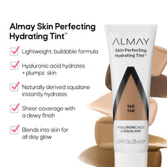 Almay Hydrating Tint swatches in Sand 130 on skin for natural color.