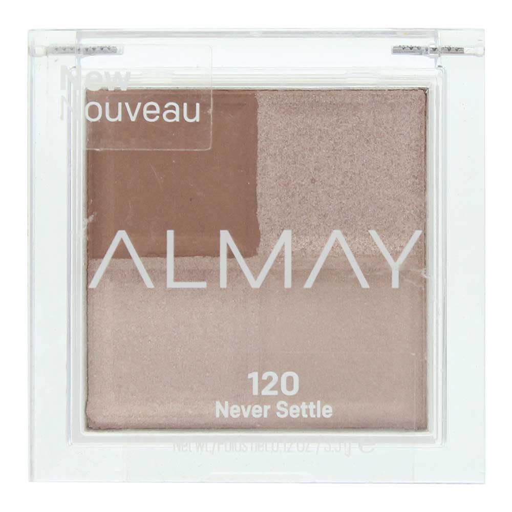 Almay Shadow Squad Never Settle compact front shows four finishes for day-to-night versatility