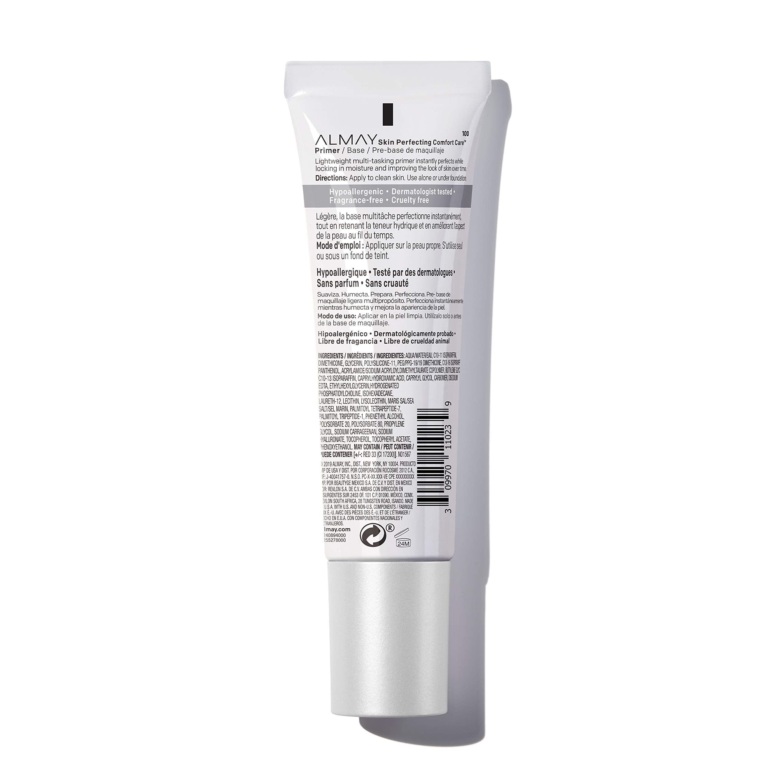 Almay Skin Perfecting Primer on face, ready for makeup application.
