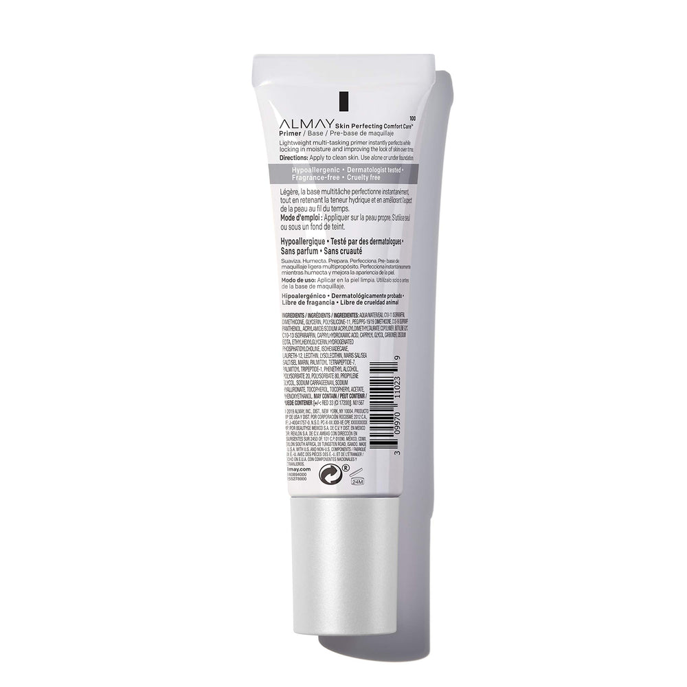 Almay Skin Perfecting Primer on face, ready for makeup application.