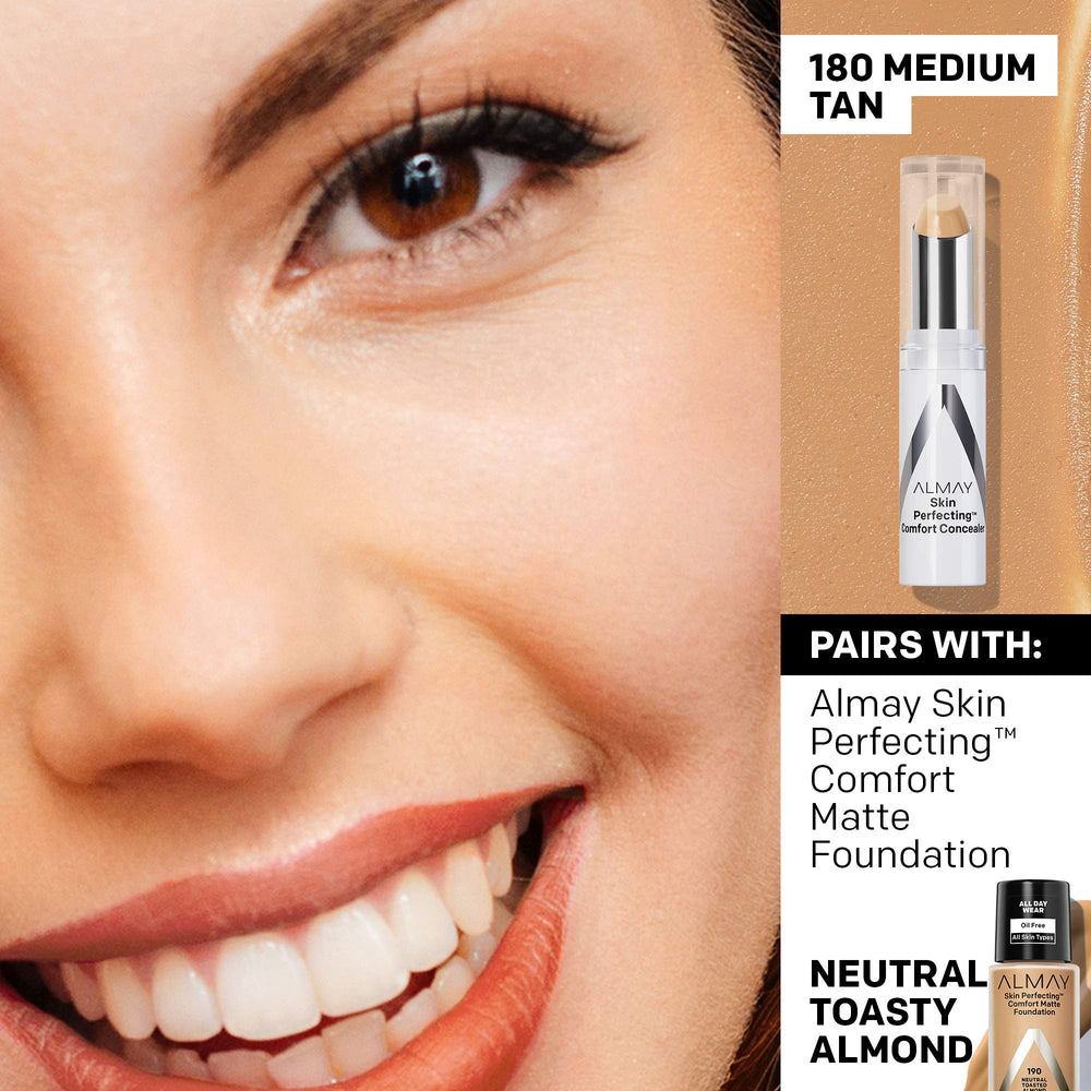 Almay Skin Perfecting Comfort Concealer fragrance-free label emphasizes hypoallergenic formula.