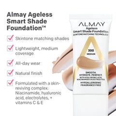Almay Smart Shade Foundation application close-up blends for natural finish
