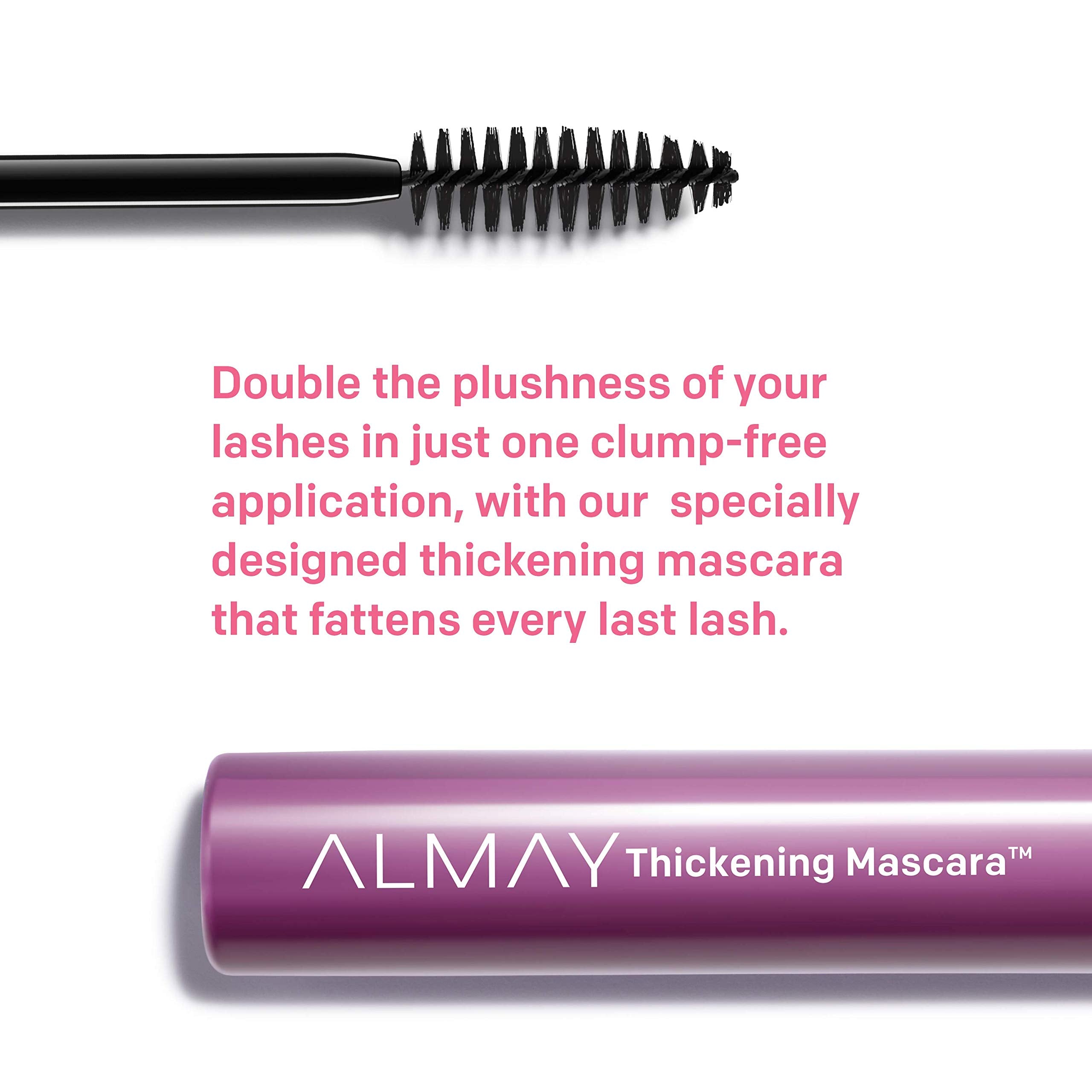 Almay Thickening Mascara brush closeup shows separation for defined lashes.