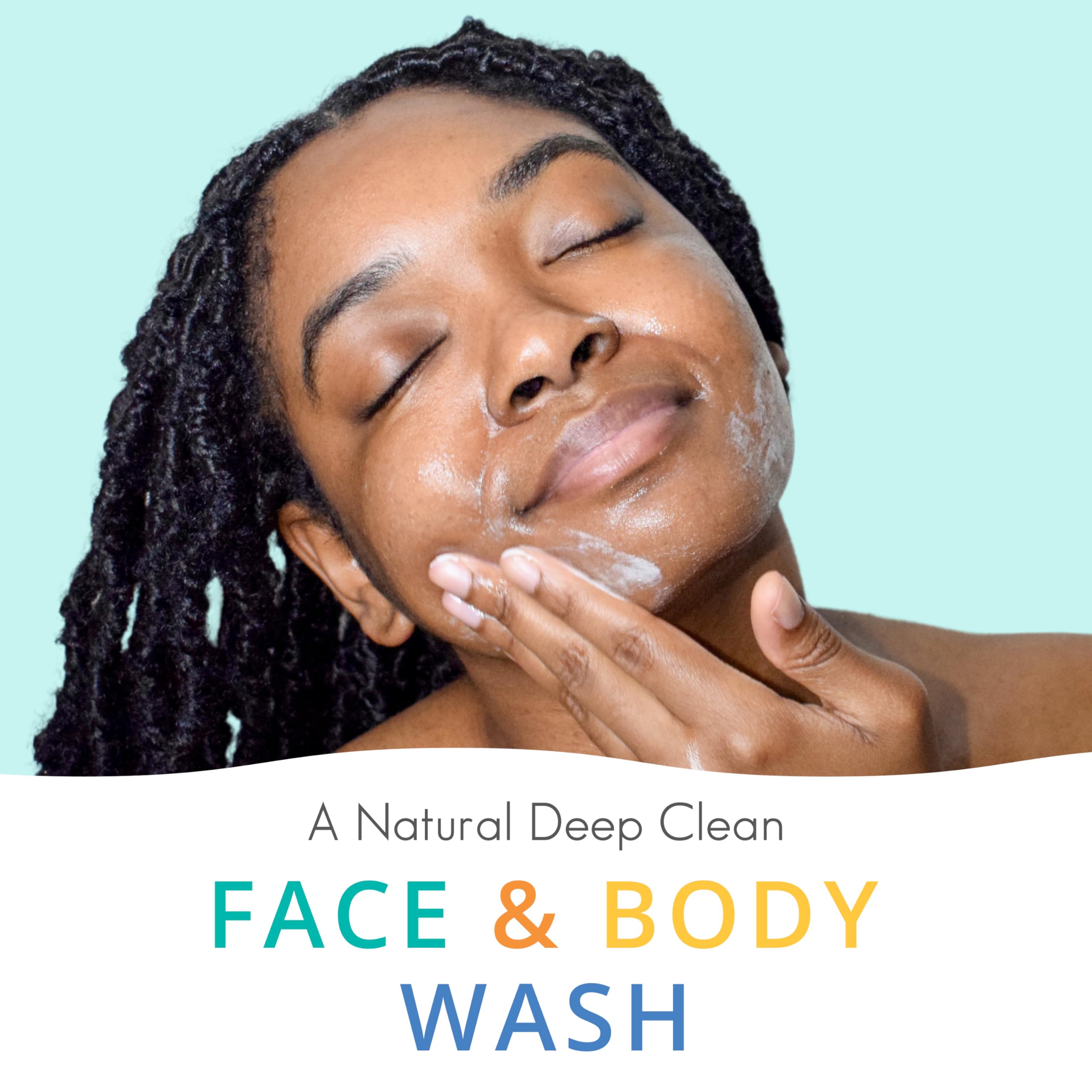 Almond Clear face & body wash bottle pump application demonstrates easy daily cleansing.