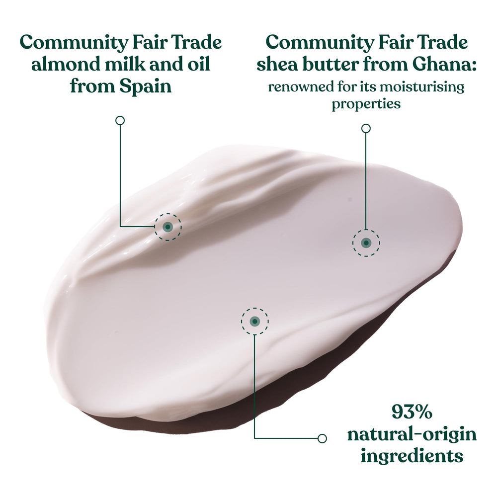Ingredient focus on almond milk from Spain for hydrating skin.