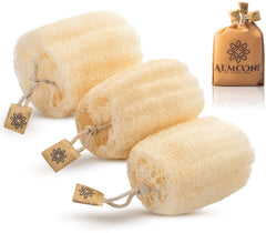 ALMOONI Egyptian loofah close-up texture for gentle exfoliation and skin refreshment.