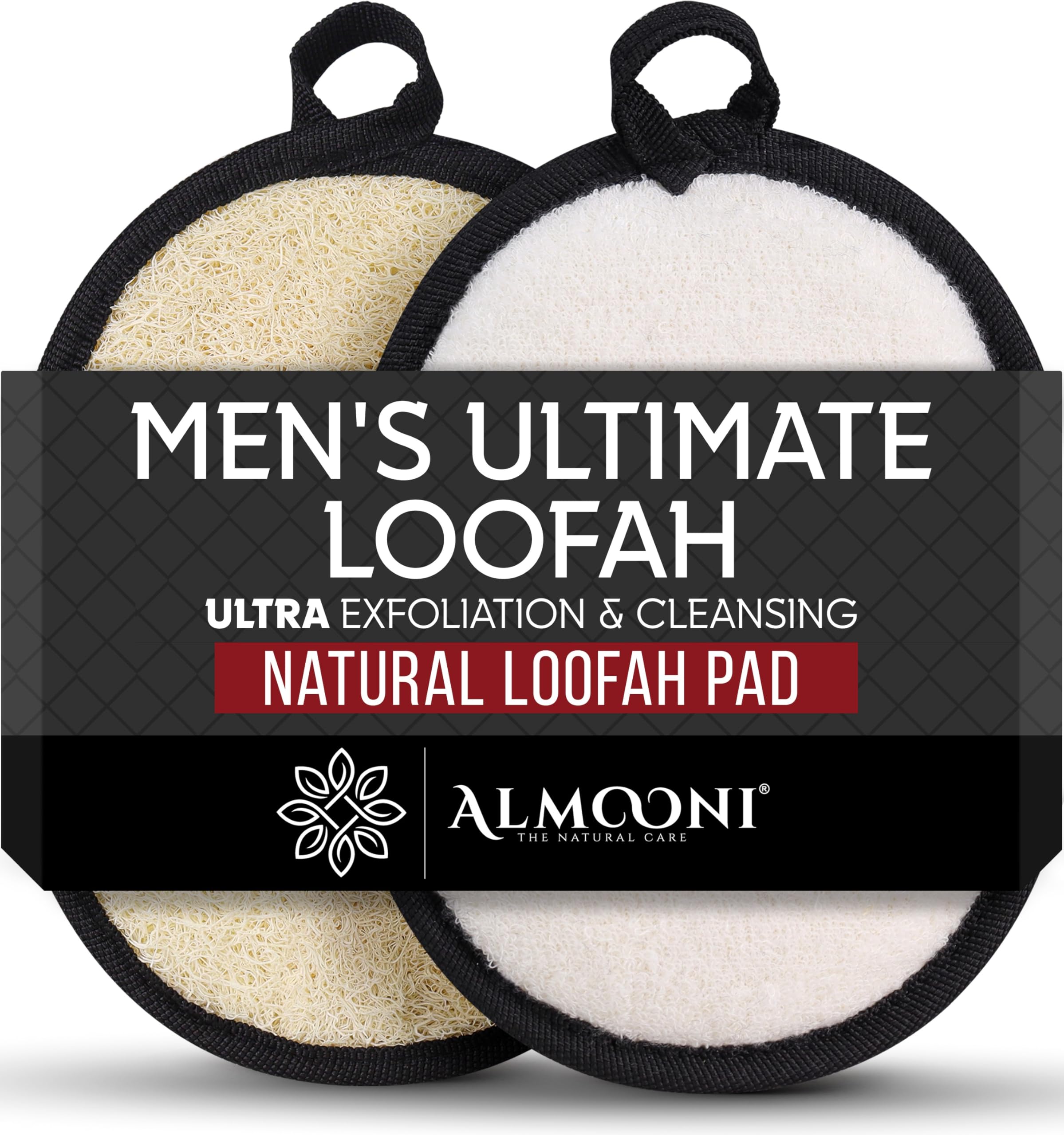 ALMOONI men's loofah dual-sided design for exfoliation and lathering