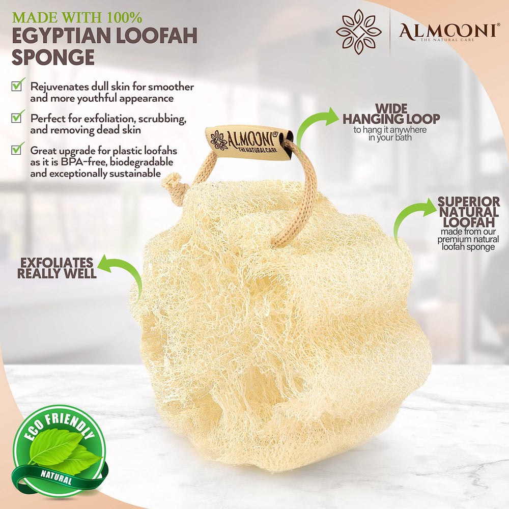 ALMOONI real Egyptian loofah close-up showing thicker fibers.