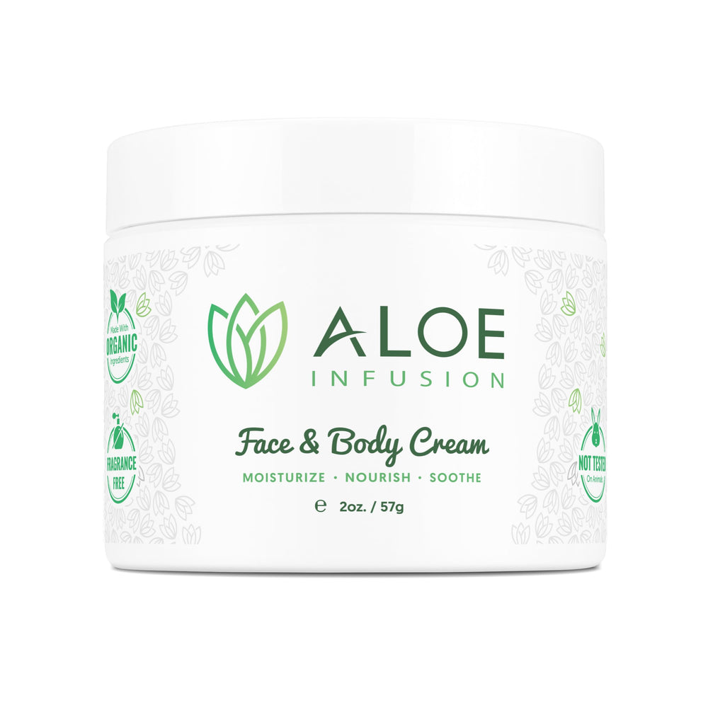 Aloe Infusion face cream tube delivering deep hydration for dry skin.