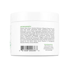 Aloe Infusion jar with shea butter and jojoba oil for nourishing skin.