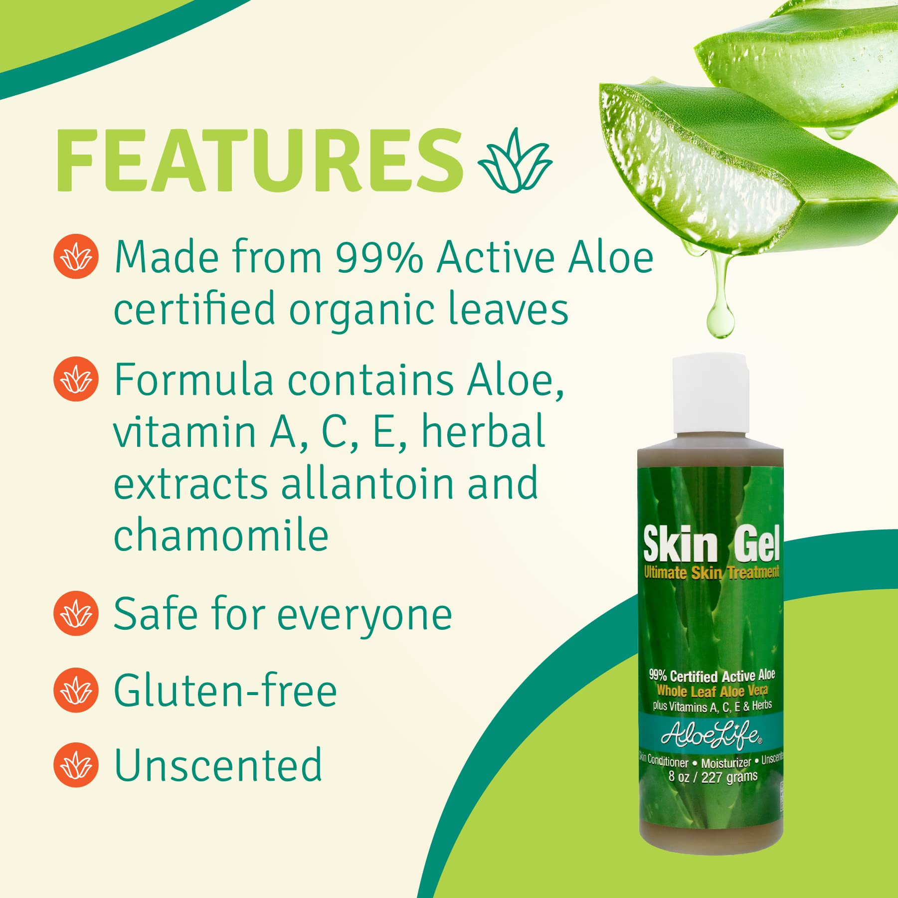 Aloe Life Skin Gel jar on shelf showing fragrance-free formula.