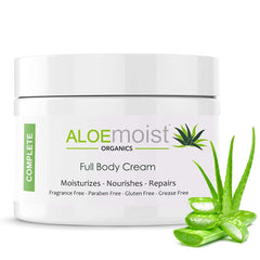 Aloemoist organic aloe vera lotion bottle demonstrates deep hydration for skin