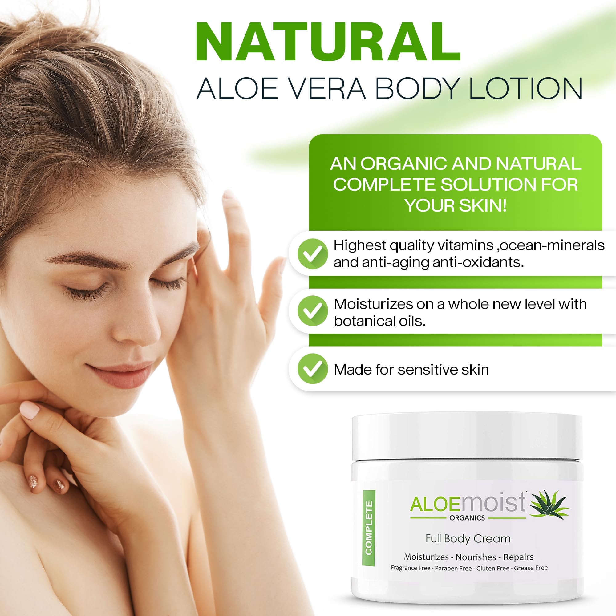 Aloemoist sensitive-skin safe formulation demonstrating gentle daily moisturizing