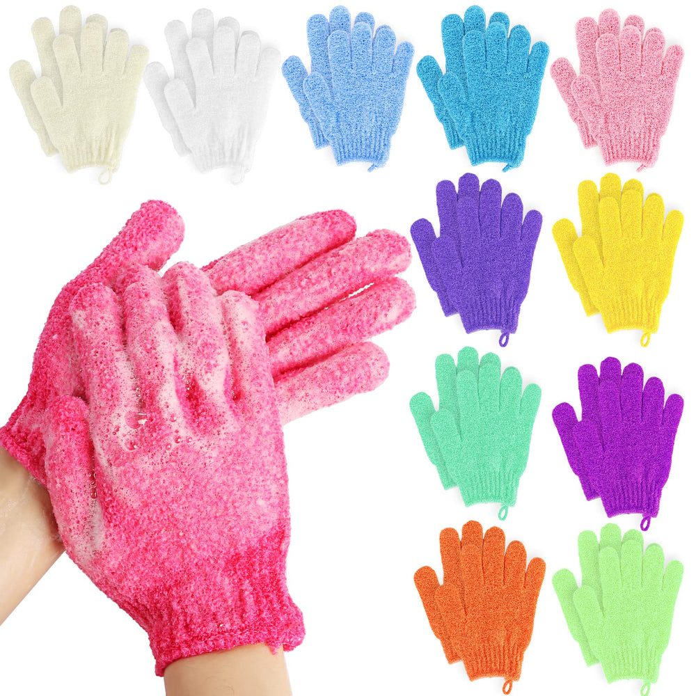 Alotpower exfoliating gloves 24pack in vibrant colors for at-home spa exfoliation