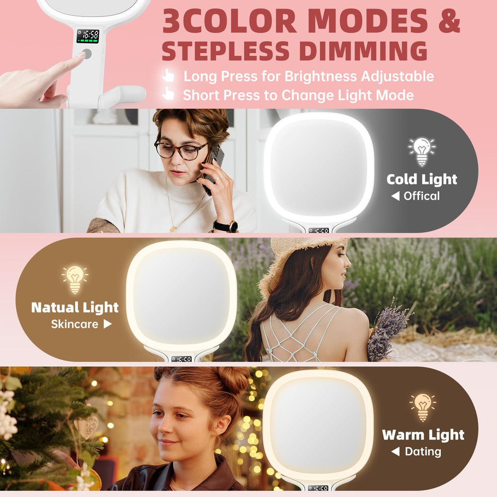 Alovely travel mirror shows 10X magnification for precise detail work.