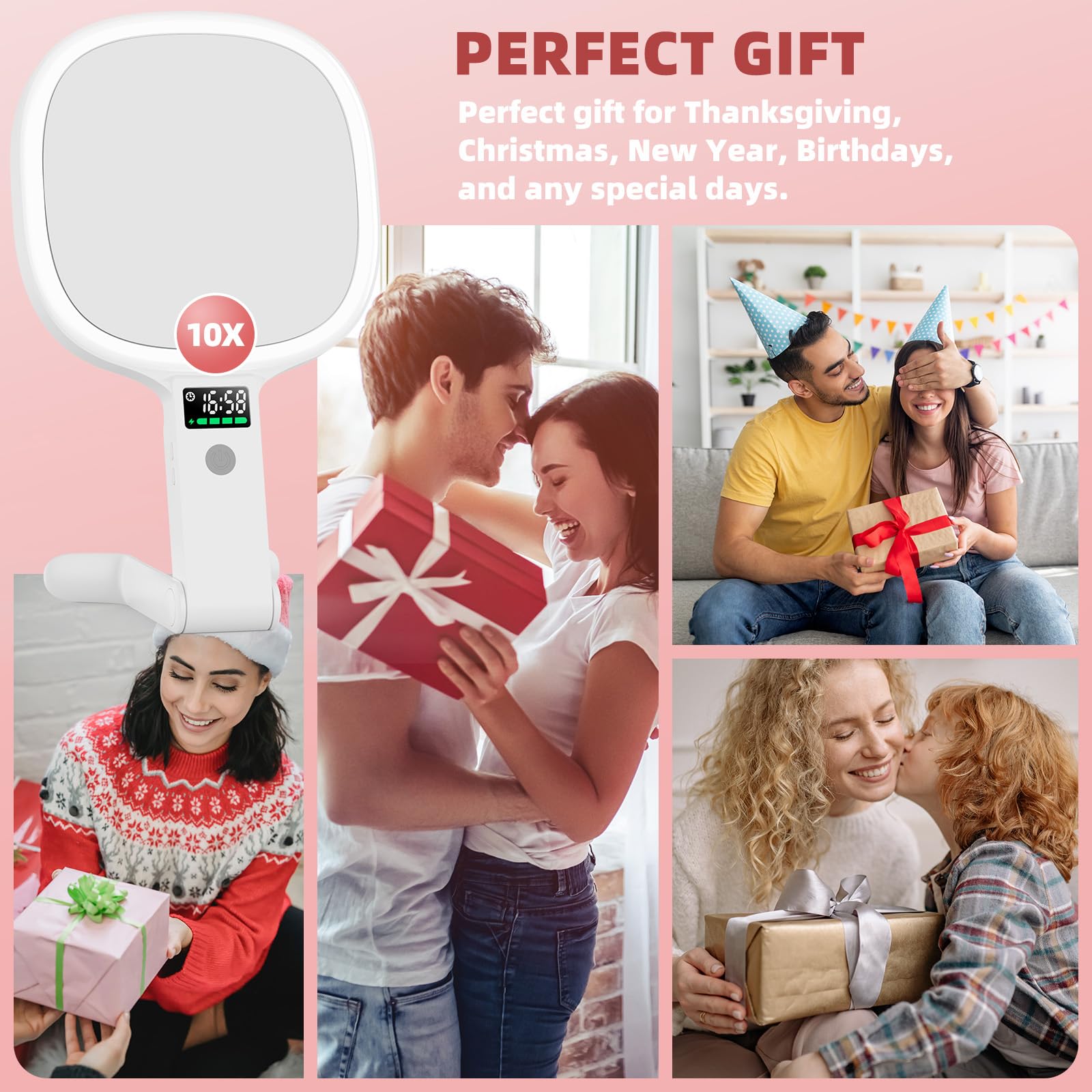 Alovely rechargeable mirror offers cordless use with long runtime.
