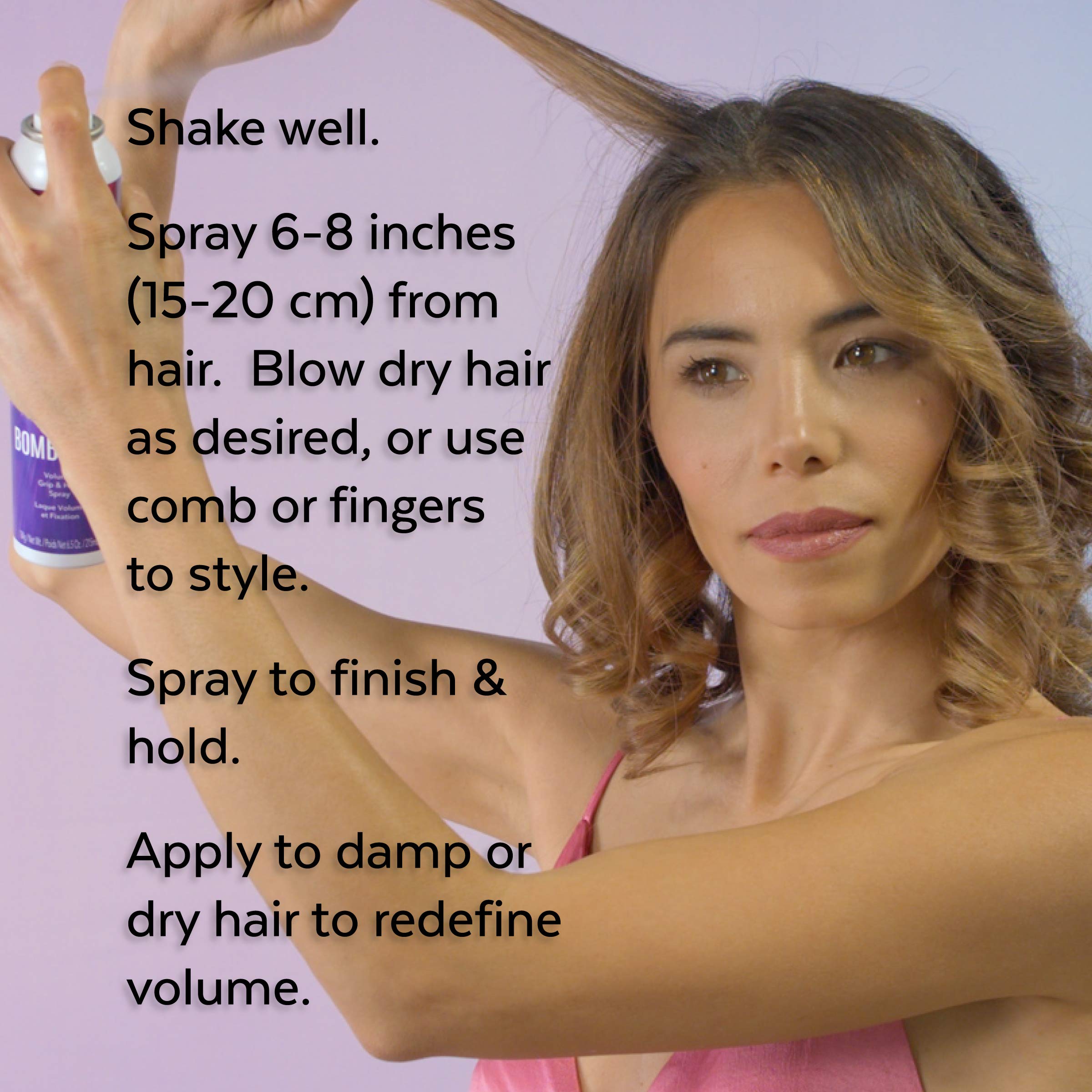 ALOXXI Bombshell dry-hair refresh shows midday volume boost and refresh.