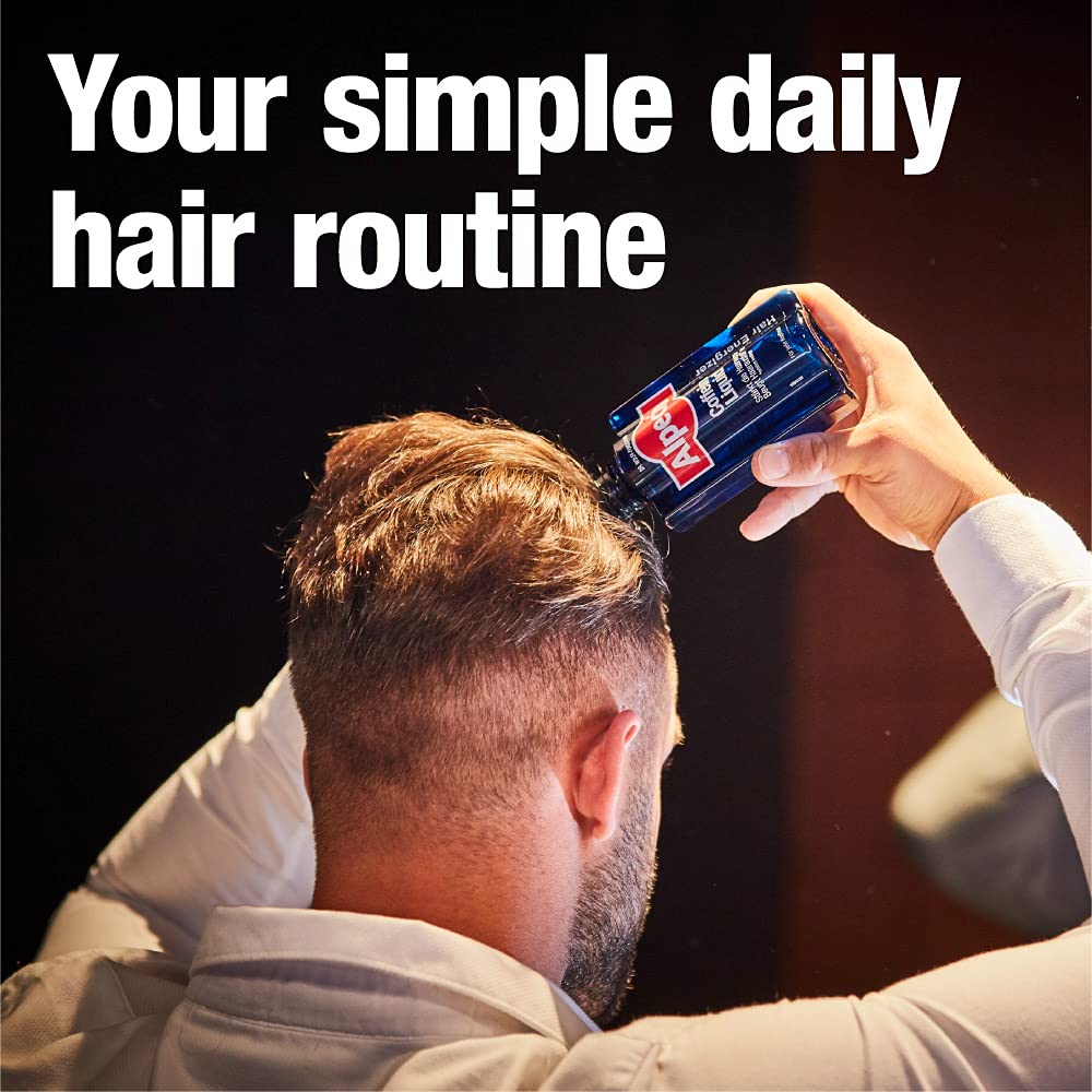 Alpecin leave-in tonic being applied to the scalp for a thicker, energized feel