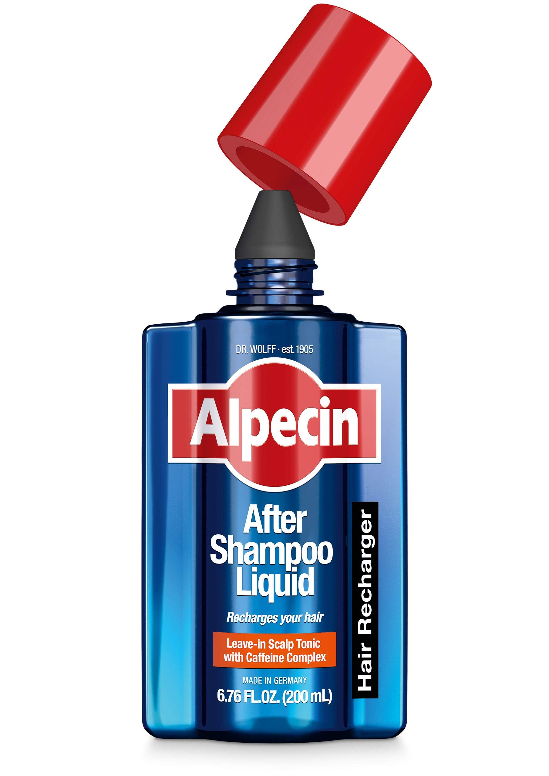 Alpecin After Shampoo hair-strand closeup showcases fuller-looking strand texture.