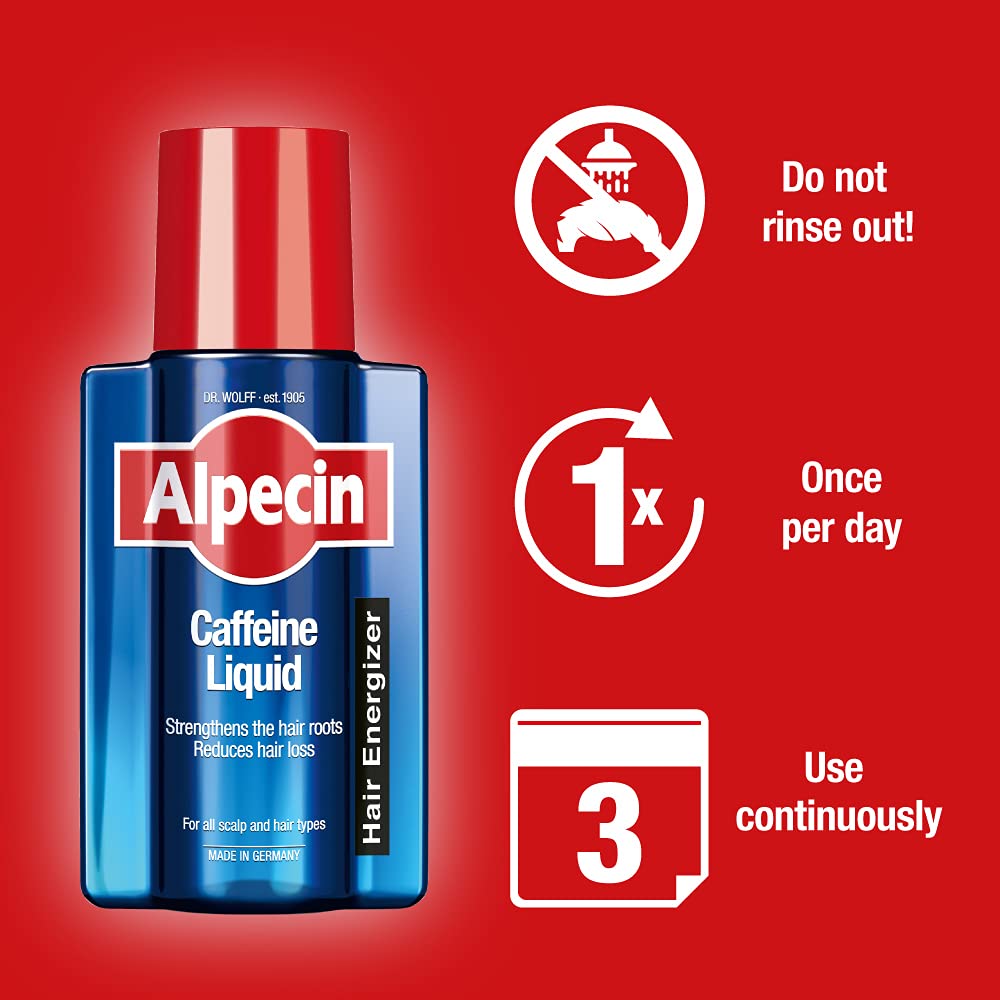 Alpecin packaging highlights a caffeine-rich, sulfate-free formula for everyday scalp support