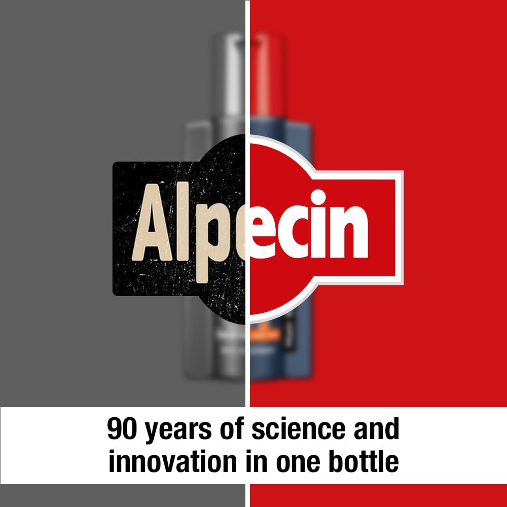 Alpecin C1 caffeine shampoo packaging box highlighted for reliable performance through German engineering.
