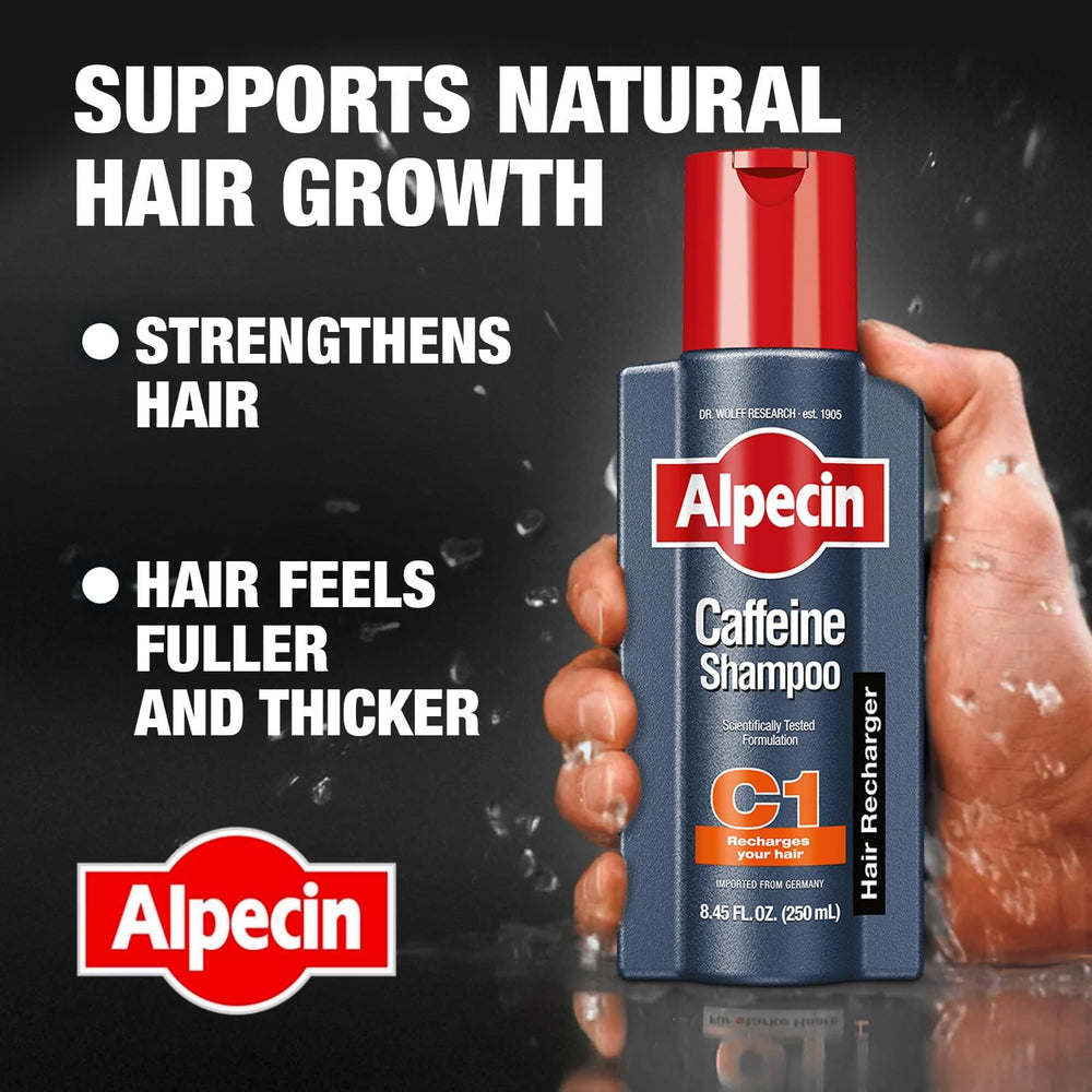 Alpecin C1 Shampoo lather demonstrates daily scalp care supporting natural growth