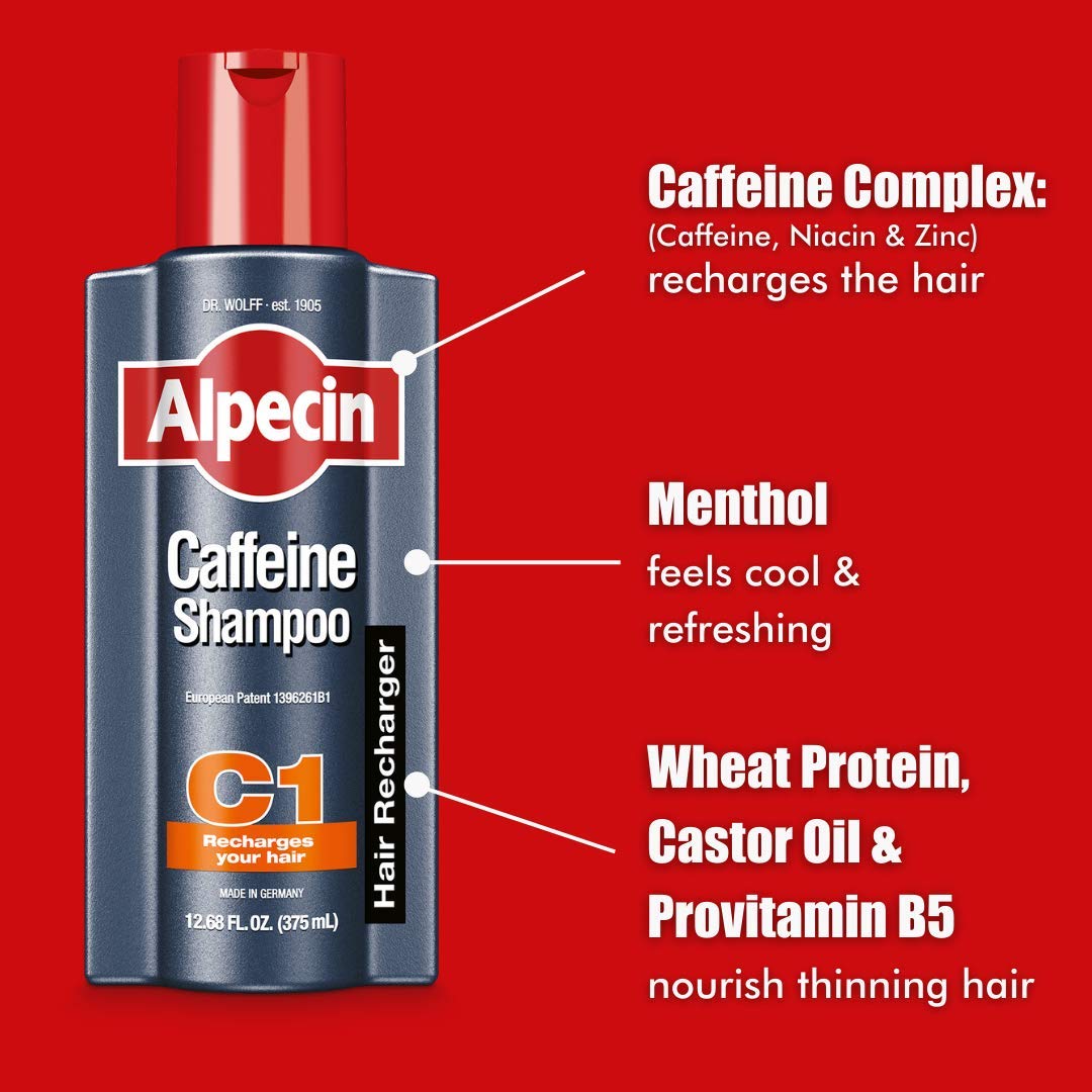 Alpecin Caffeine Shampoo pack of 3 for convenient, ongoing routine supply.