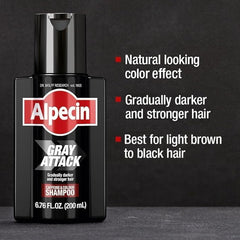 Alpecin Gray Attack applying shampoo on scalp with hands.