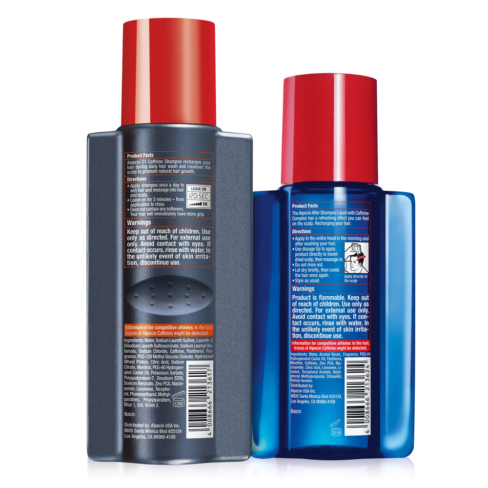 Alpecin shiny hair after-use closeup suggests fuller appearance