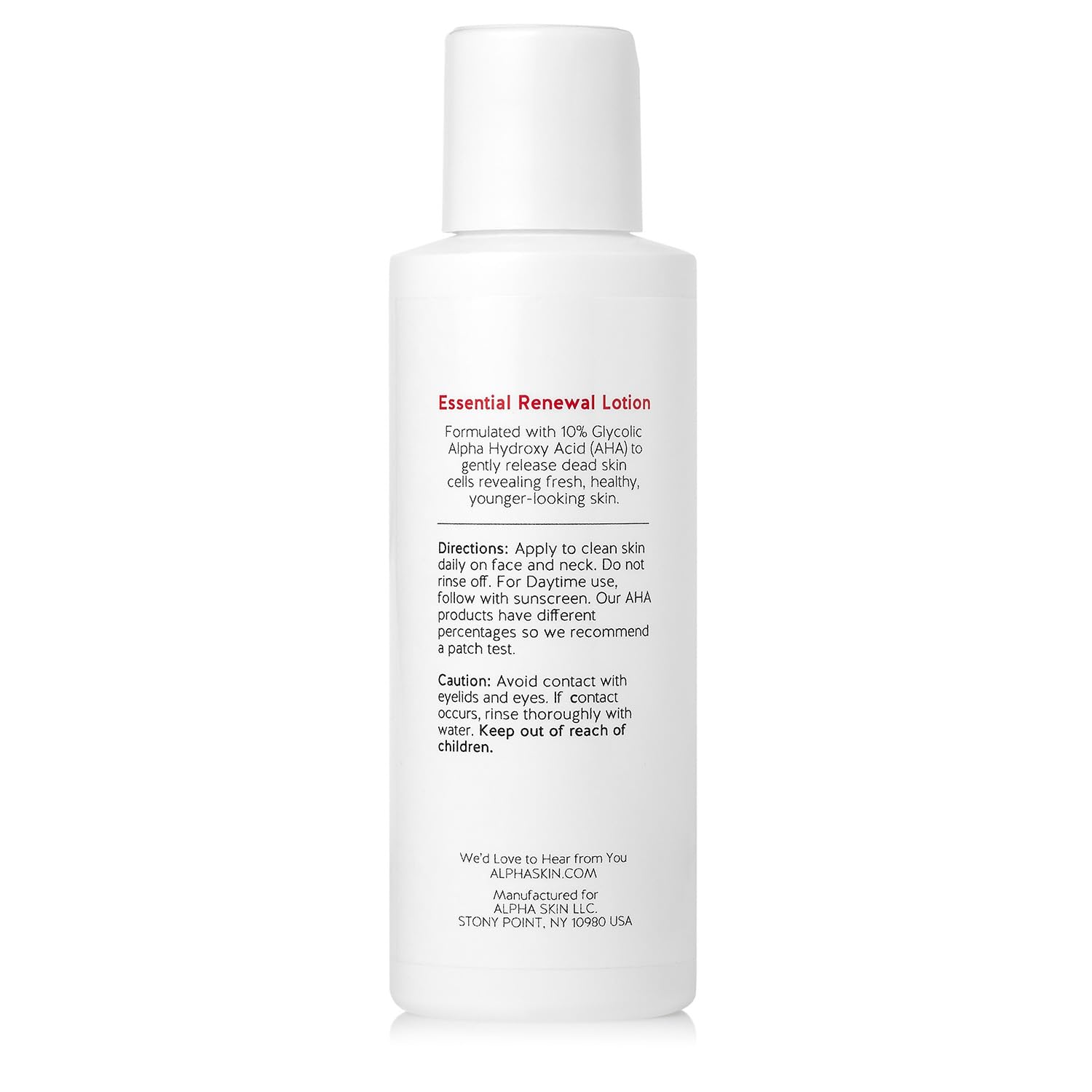 Alpha Essential Renewal Lotion ingredients panel notes vitamins supporting healthy-looking skin