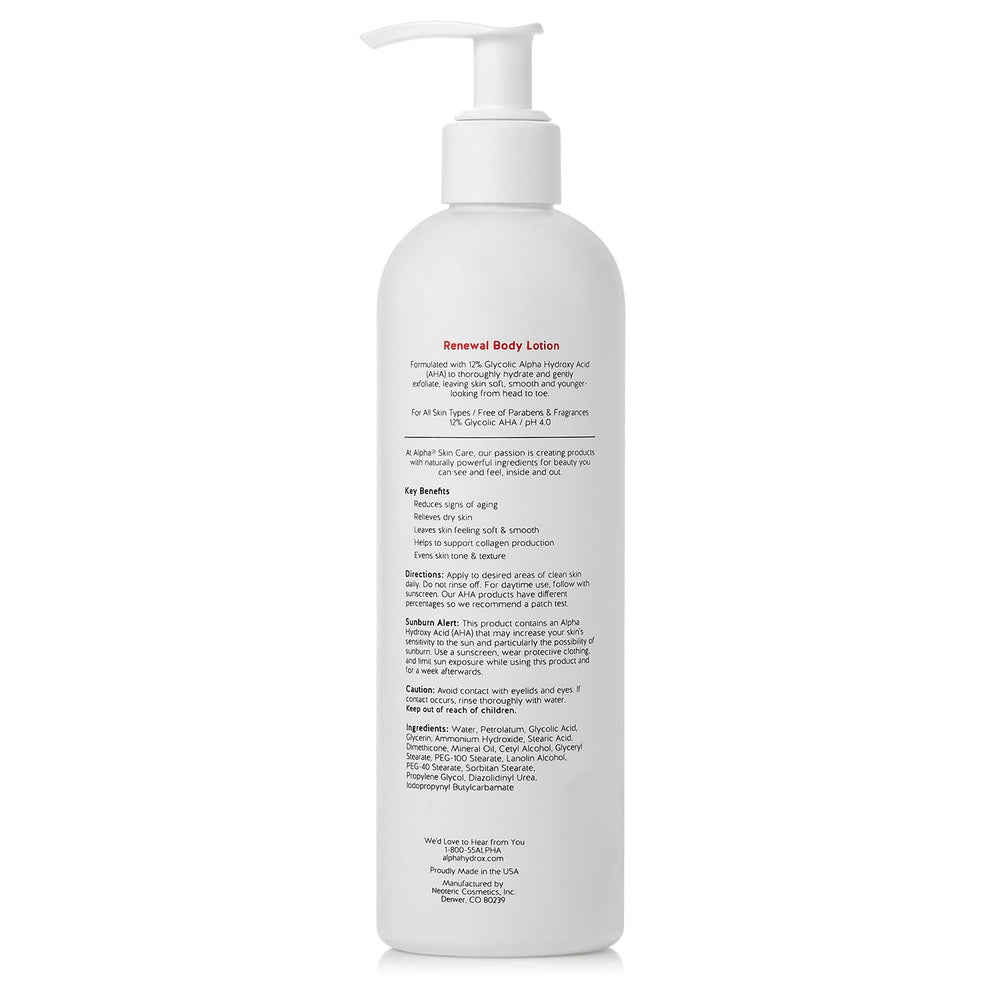 Daily routine shot featuring Alpha Skin Care Revitalizing Body Lotion for hydration and renewal