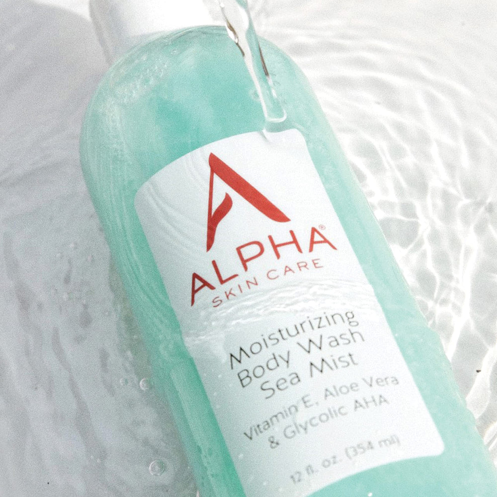 Vitamin E and Aloe Vera boost in Alpha Skin Care image, delivering soothing nourishment.